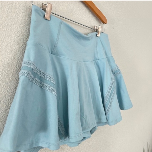 Free People Movement Pleats and Thank You Skort in Teal Blue Grey Tennis Skirt - Picture 3 of 9